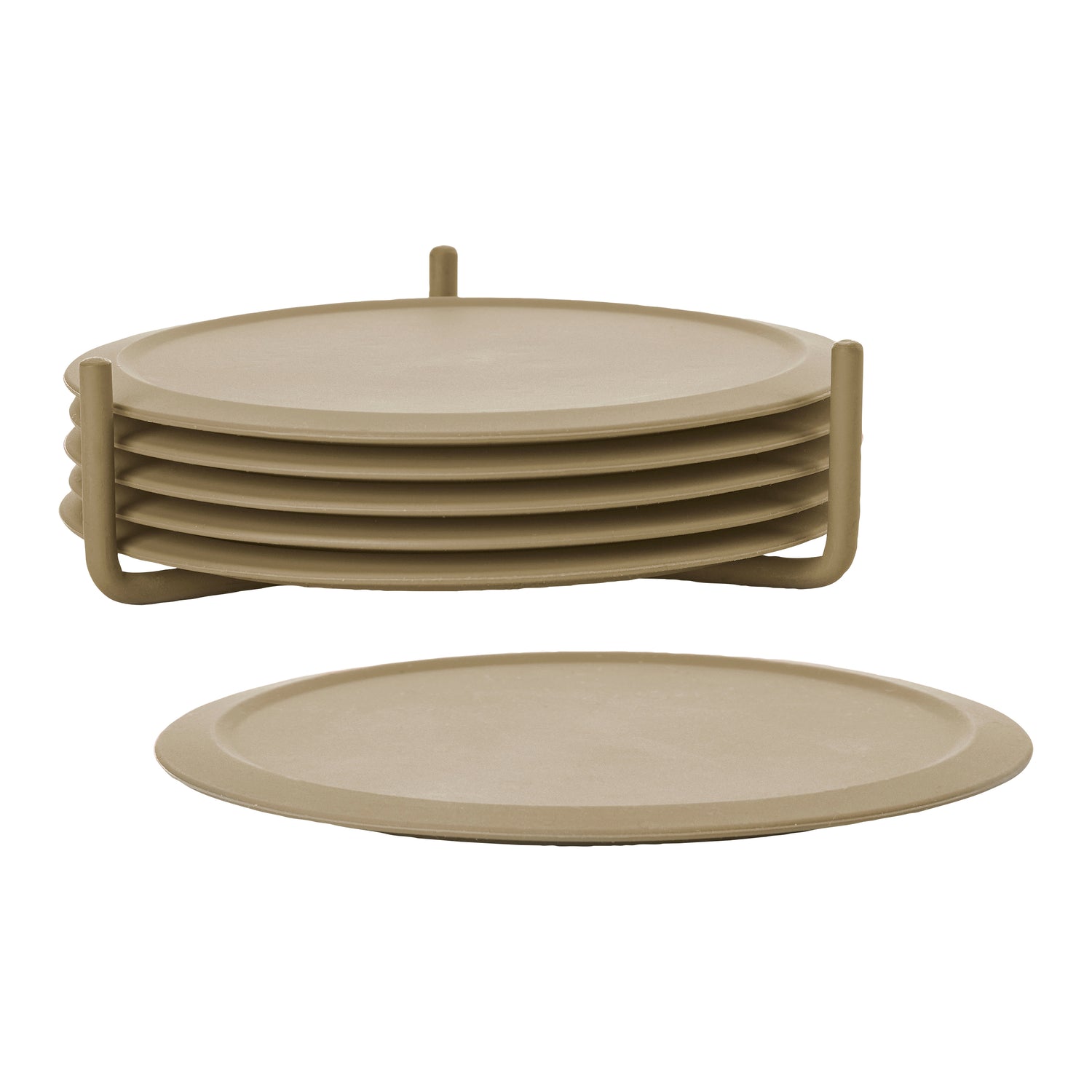 Zone Denmark Singles Onderzetters 6 st. met Houder - Khaki