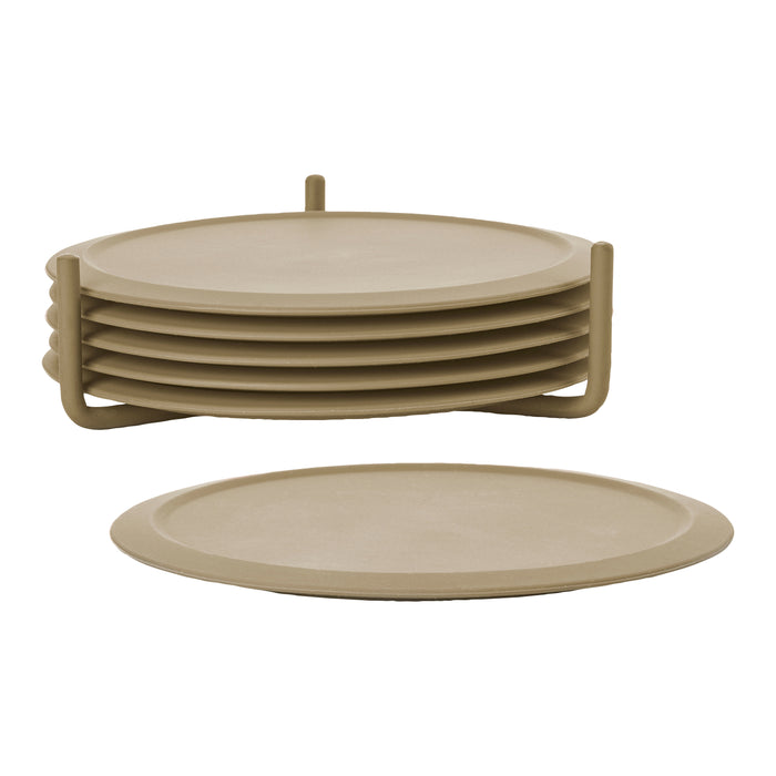 Zone Denmark Singles Onderzetters 6 st. met Houder - Khaki