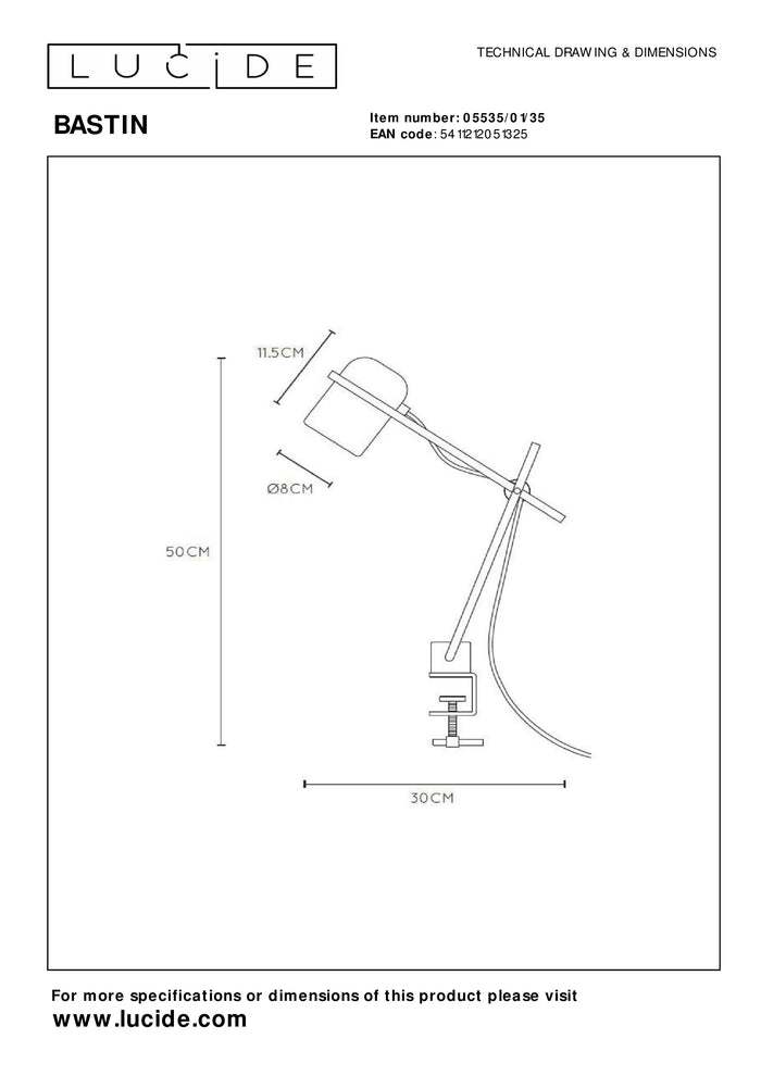Lucide BASTIN Klemlamp - Blauw