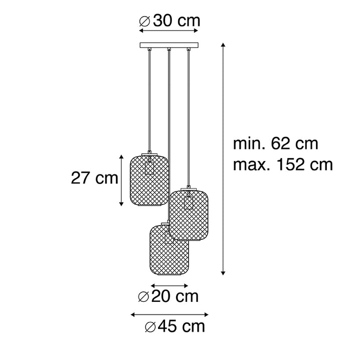 QAZQA Art Deco hanglamp  goud 45 cm 3-lichts - Bliss Mesh