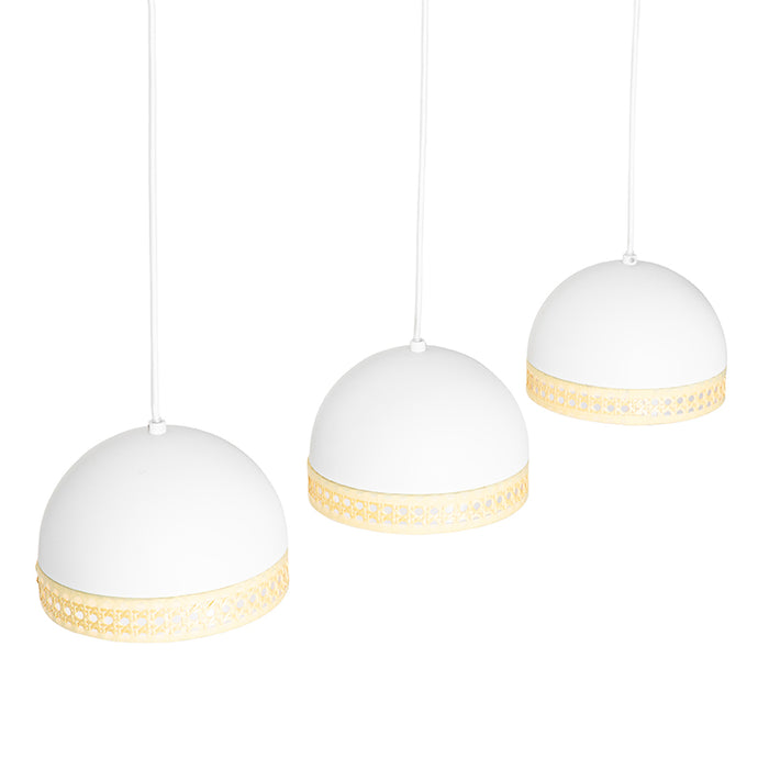 QAZQA Oosterse hanglamp wit met rotan 3-lichts - Magna Rotan