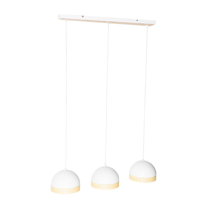 QAZQA Oosterse hanglamp wit met rotan 3-lichts - Magna Rotan