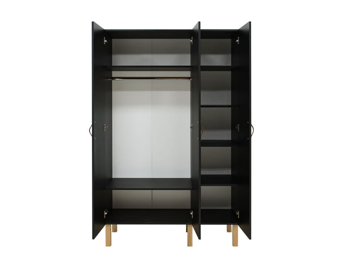 Bopita Floris 3-deurskast - Mat Zwart|Naturel