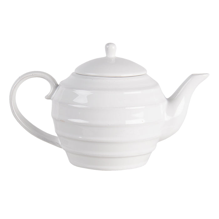 Clayre & Eef Theepot  1000 ml Wit Keramiek Rond Theekan