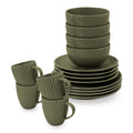 vtwonen Relievo Serviesset 16-delig - Donkergroen