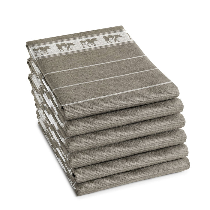 DDDDD theedoek Zwart Bont - 60x65 cm - Taupe - 6 Stuks