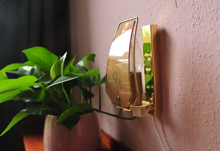 Reliving Set Hollywood Regency Wandlampen Roze Rookglas Wit