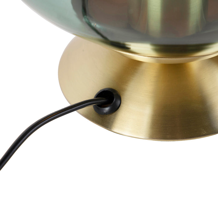 QAZQA Art deco tafellamp messing met groen glas - Pallon