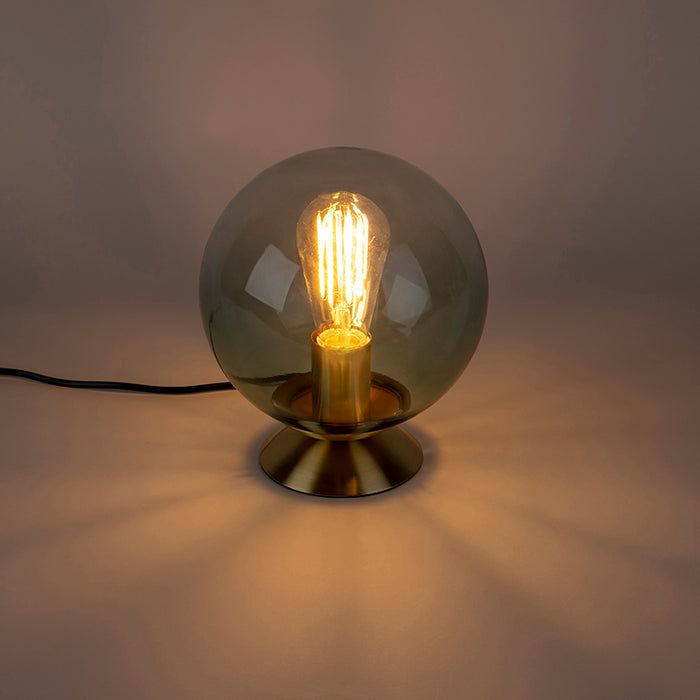 QAZQA Art deco tafellamp messing met groen glas - Pallon
