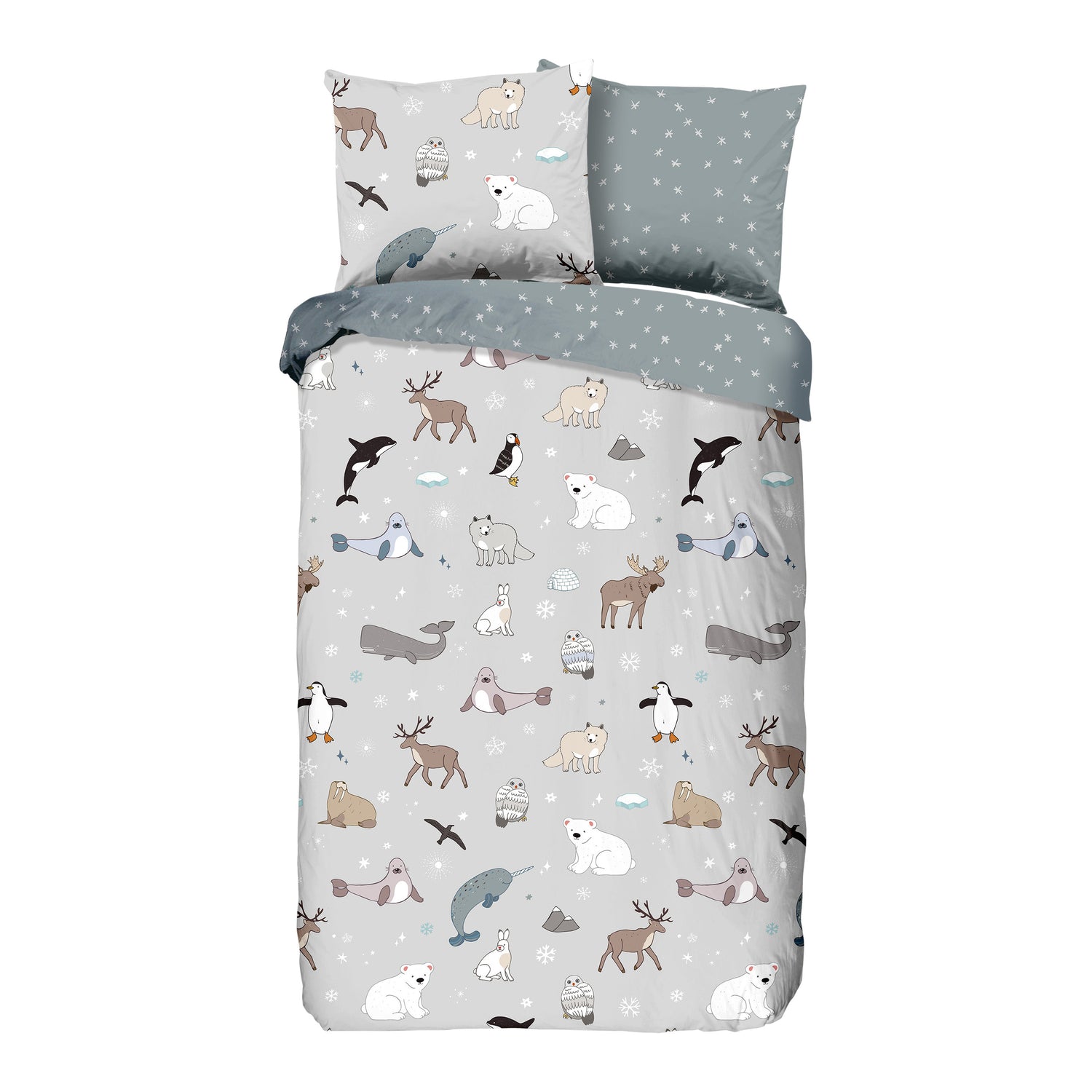 Good Morning Arctic Kinder Dekbedovertrek 140 x 220 cm - Grijs