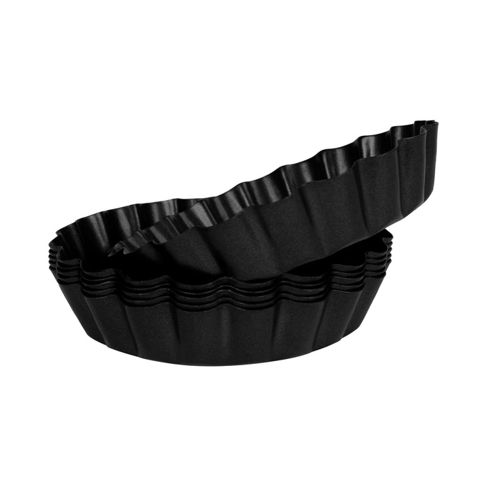 Krumble Mini Quiche vormpjes - Metaal - Zwart - Set van 6