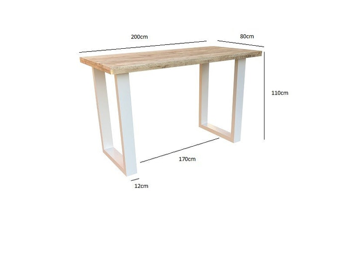 Wood4you - Bartafel New England steigerhout 200Lx110Hx74D cm wit