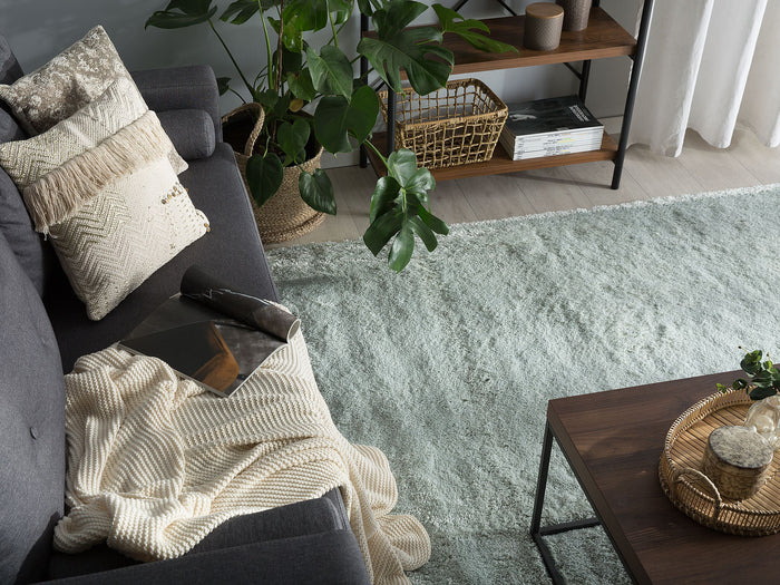 Beliani-EVREN -Shaggy vloerkleed-Mintgroen-200 x 200 cm-Polyester