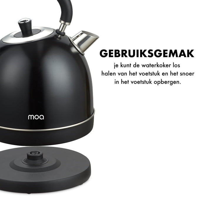 MOA Waterkoker Retro Zwart 1.8 liter - Elektrisch - RVS - EK3TB