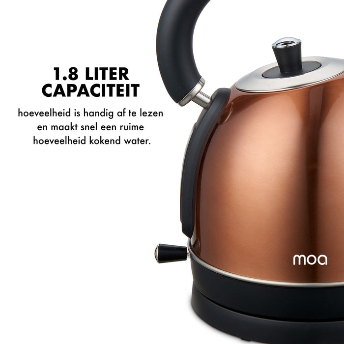 MOA Waterkoker Retro Koper 1.8 liter - Elektrisch - RVS - EK3TC