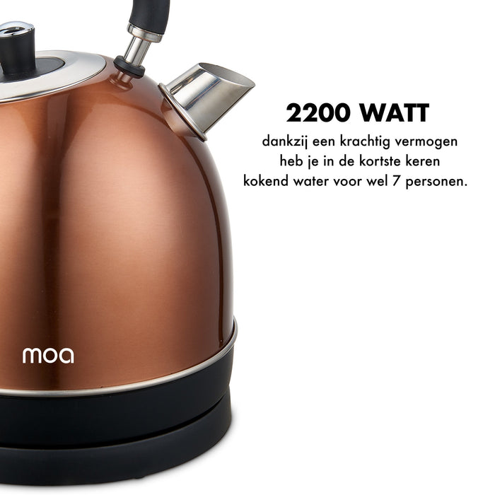 MOA Waterkoker Retro Koper 1.8 liter - Elektrisch - RVS - EK3TC