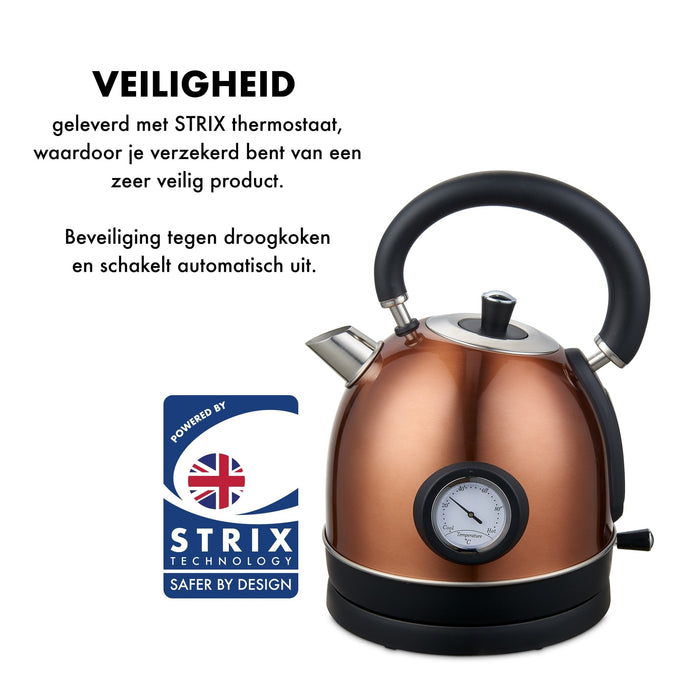 MOA Waterkoker Retro Koper 1.8 liter - Elektrisch - RVS - EK3TC