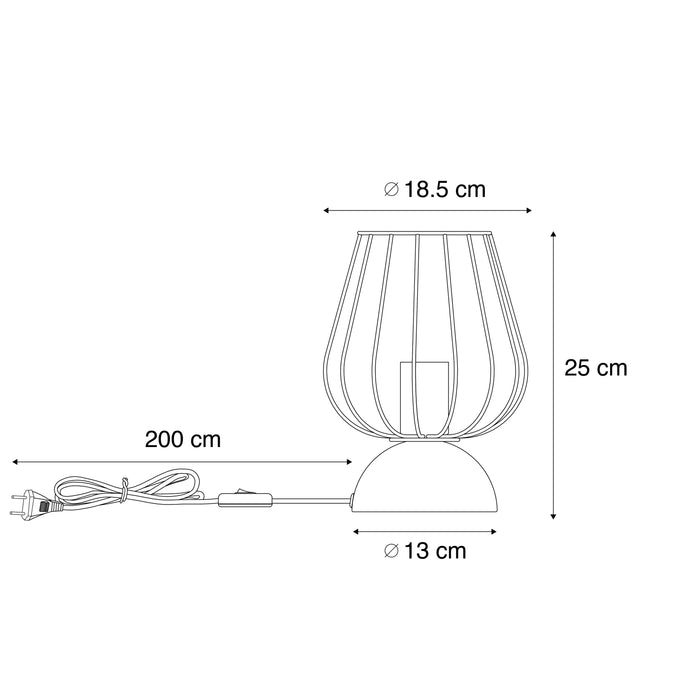 QAZQA Moderne tafellamp zwart draad - Palica