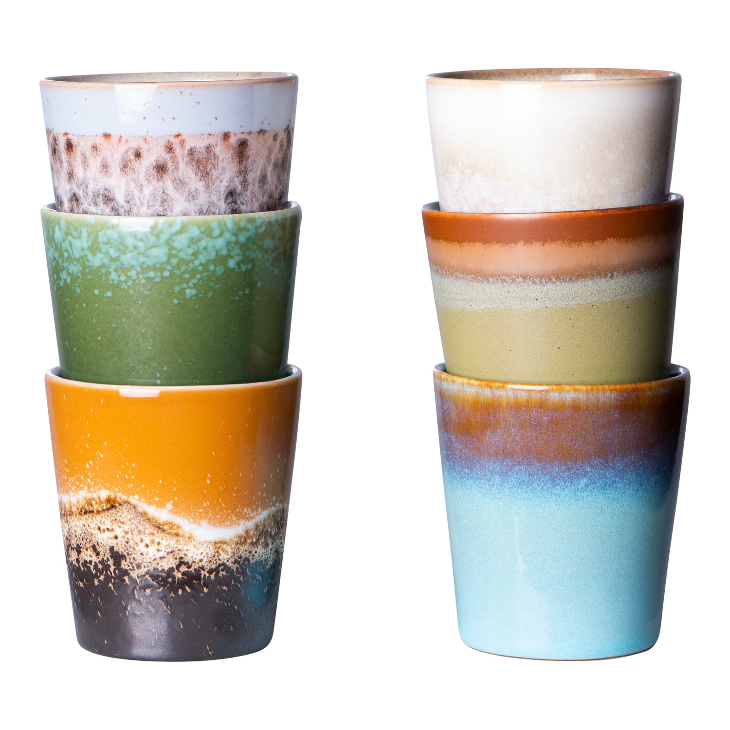 HKliving 70's Mokken 0,2 L - Set van 6 - Cera