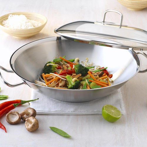 Fissler Original Profi Wokpan met glazen deksel