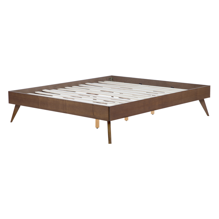 Beliani-BERRIC -Tweepersoonsbed-Donkere houtkleur-140 x 200 cm-MDF