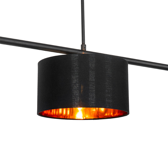 QAZQA Moderne hanglamp zwart met goud 125 cm 3-lichts - VT 3