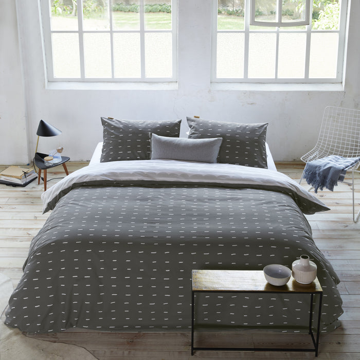 Walra More Dashes Dekbedovertrek 140 x 220/240 cm - Off black