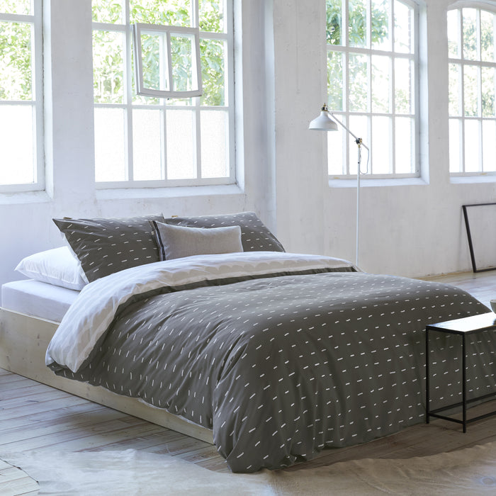 Walra More Dashes Dekbedovertrek 140 x 220/240 cm - Off black