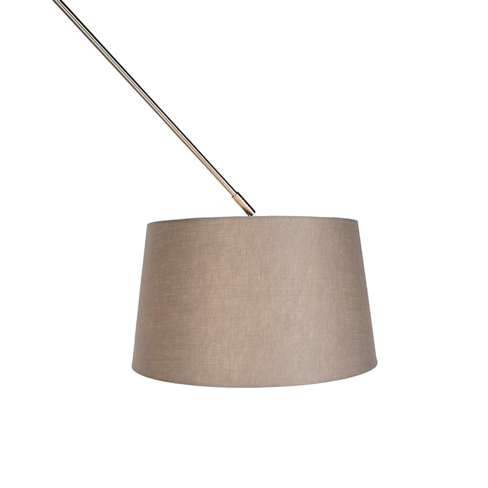 QAZQA Hanglamp staal met linnen kap taupe 35 cm  - Blitz