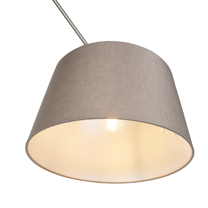 QAZQA Hanglamp staal met linnen kap taupe 35 cm  - Blitz