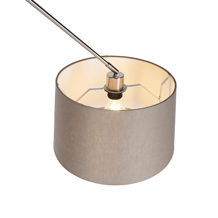 QAZQA Hanglamp staal met linnen kap taupe 35 cm  - Blitz