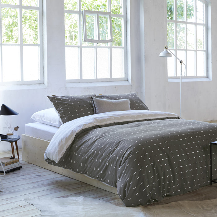 Walra More Dashes Dekbedovertrek 200 x 220/240 cm - Off black