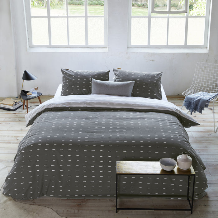 Walra More Dashes Dekbedovertrek 200 x 220/240 cm - Off black
