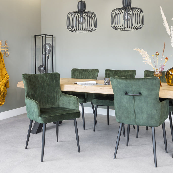 Duverger® Stripes Velvet - Eetkamerstoelen - set van 2 - armleuningen