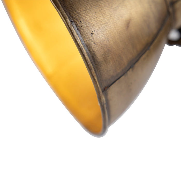 QAZQA Plafondlamp brons 2-lichts met hout - Mangoes