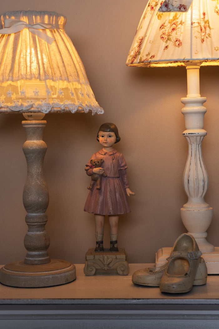 Clayre & Eef Lampenkap Ø 20x14 cm Beige Linnen Rond Bloemen Stoffen