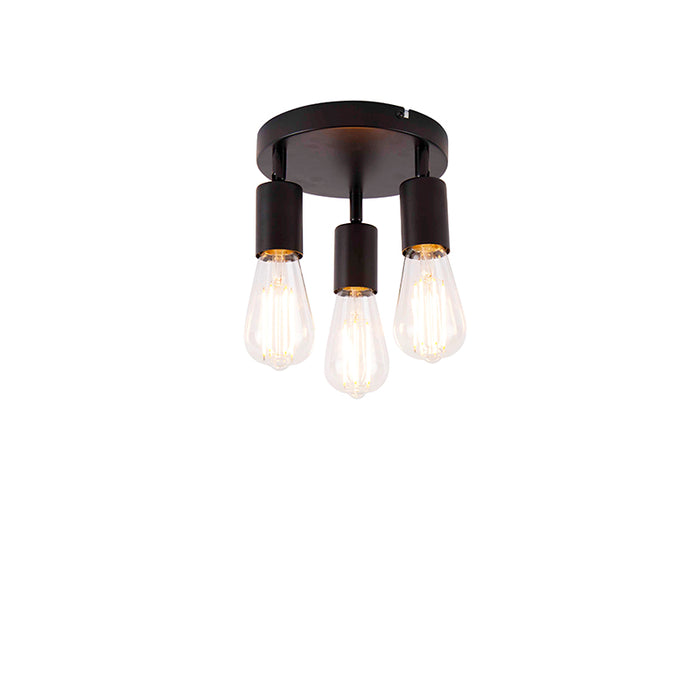 QAZQA Moderne plafondlamp zwart 3-lichts rond - Facil