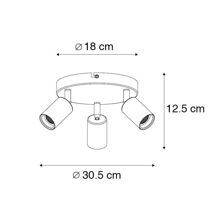 QAZQA Moderne plafondlamp zwart 3-lichts rond - Facil