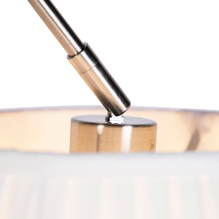 QAZQA Hanglamp staal met plisse kap crème 35 cm - Blitz