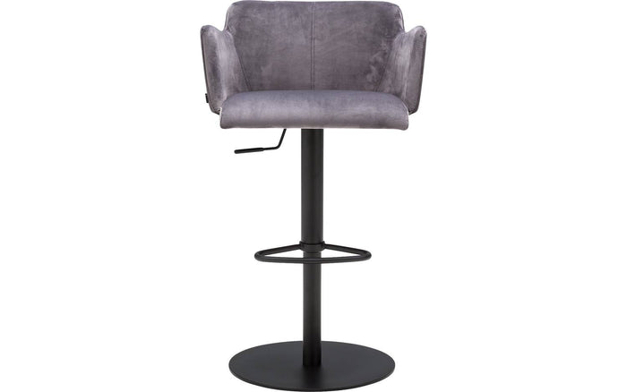 Goossens Barstoel Flamingo, Barstoel met arm - grijs Fluweel met