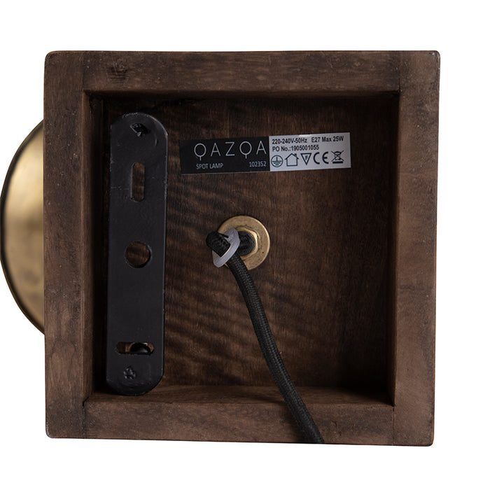 QAZQA Industriële plafondspot brons met hout 18 cm - Mangoes