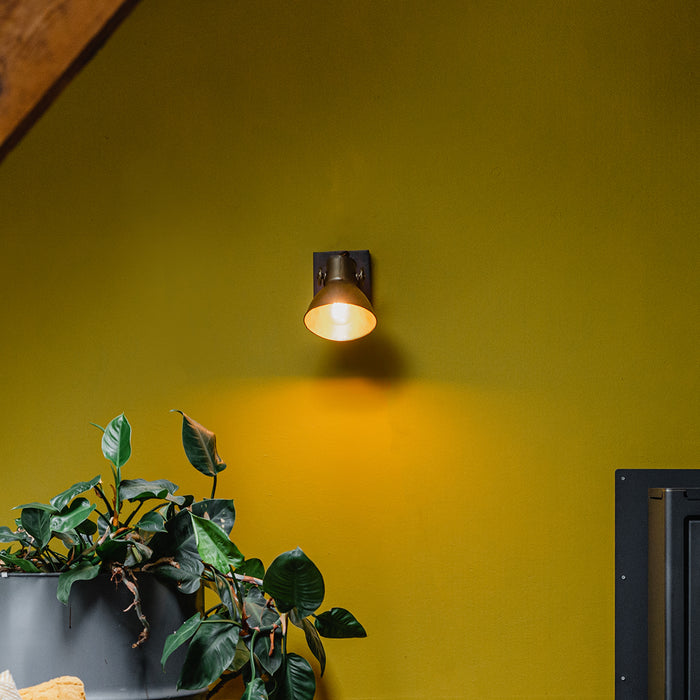 QAZQA Industriële plafondspot brons met hout 18 cm - Mangoes