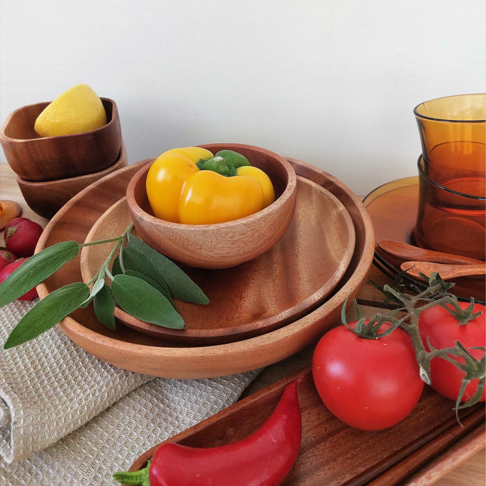 Khaya houten kommetjes Ø 12 cm - set van 2