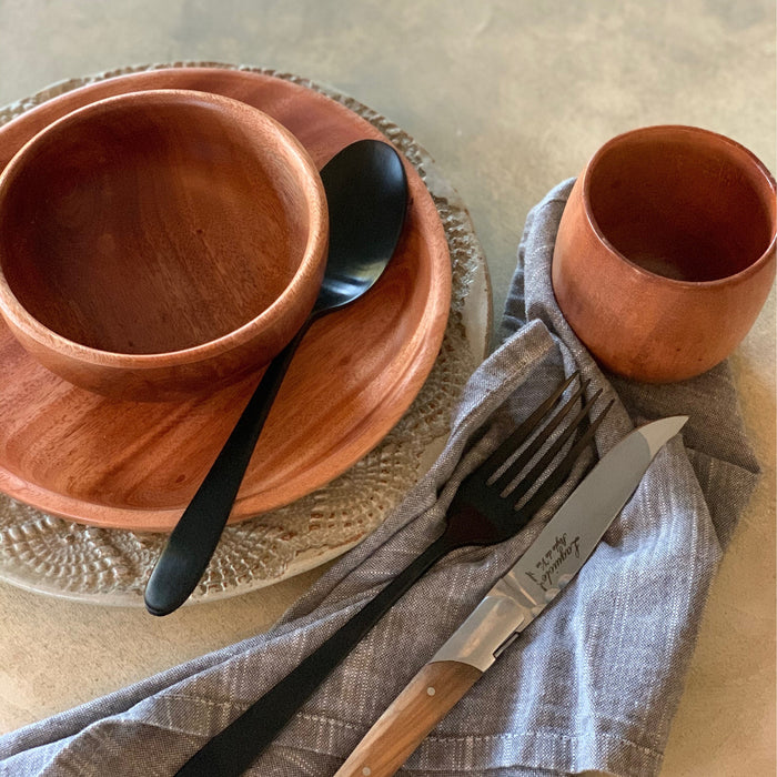 Khaya houten kommetjes Ø 12 cm - set van 2