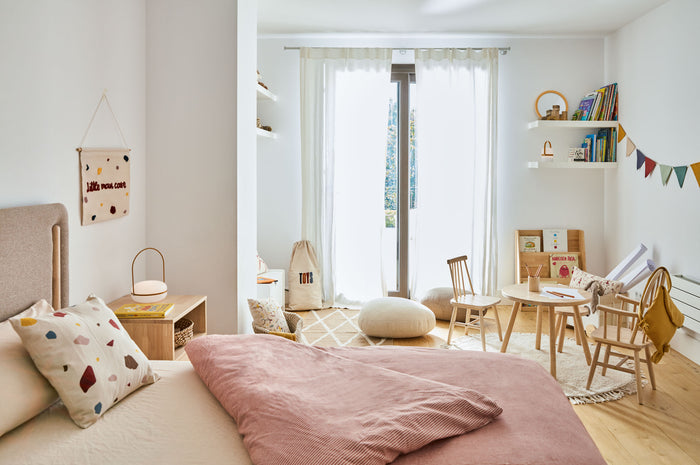 Kave Home - Speelgoedtas Sira 100% katoen letters in mosterdgeel en