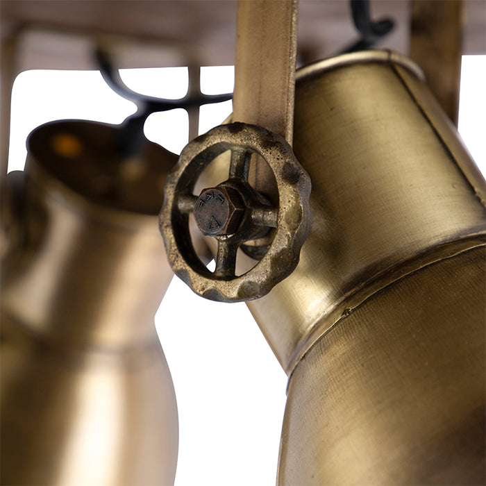 QAZQA Plafondlamp brons met hout 3-lichts - Mangoes