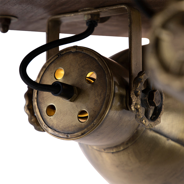 QAZQA Plafondlamp brons met hout 3-lichts - Mangoes