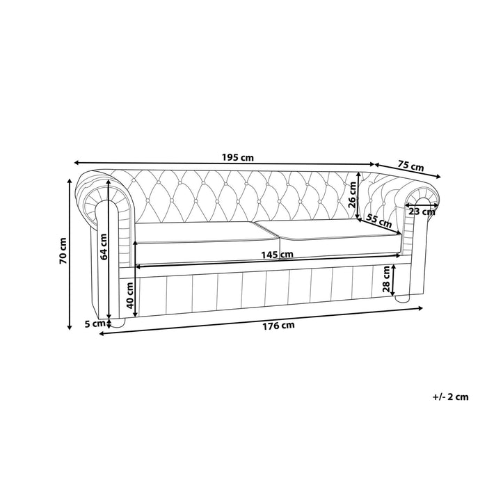 Beliani - CHESTERFIELD - Chesterfield bank 2-zits - Beige - Leer