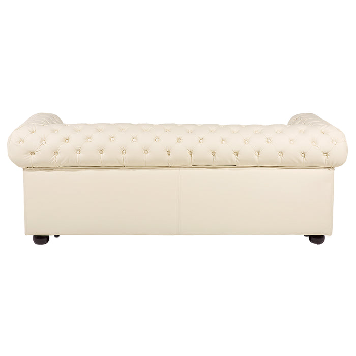 Beliani - CHESTERFIELD - Chesterfield bank 2-zits - Beige - Leer