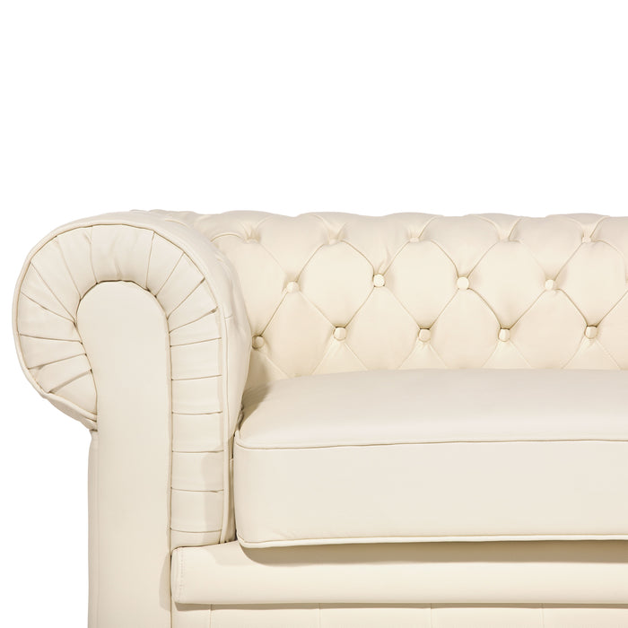 Beliani - CHESTERFIELD - Chesterfield bank 2-zits - Beige - Leer